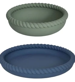 Tallerkener|Spisesæt*OYOY Spisesæt - Silikone - 2 dele - Mellow - Blue/Olive