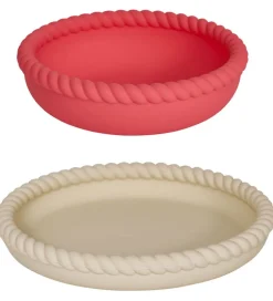 Tallerkener|Spisesæt*OYOY Spisesæt - Silikone - 2 dele - Mellow - Vanilla/Cherry Red