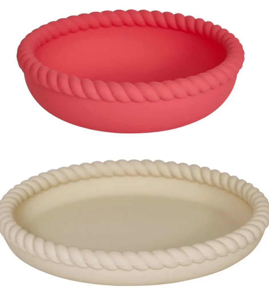 Tallerkener|Spisesæt*OYOY Spisesæt - Silikone - 2 dele - Mellow - Vanilla/Cherry Red