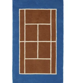 OYOY Tæppe - Tennis Tæppe - 150x88 cm - Caramel/Optic Blue
