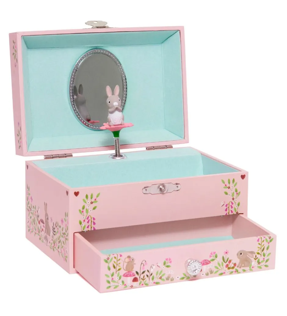 Smykkeskrin*Petit Monkey Smykkeskrin m. Musik - 9x15x10 cm - Woodland - Rosa