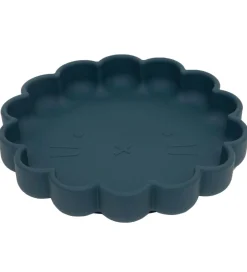 Tallerkener*Petit Monkey Tallerken m. Sugekop - Silikone - Lion - Balsam Blu