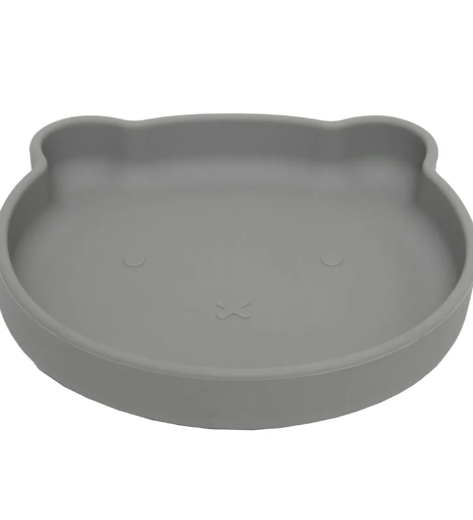 Tallerkener*Petit Monkey Tallerken m. Sugekop - Silikone - Pewter Green