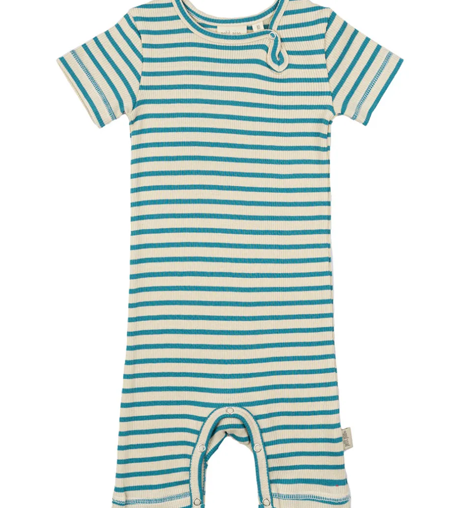 Børn Petit Piao Sommerdragt - Rib - Modal - Turquise/Dark Off White