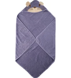 Babyhåndklæde- Og Poncho*Pippi Baby Babyhåndklæde - 83x83 cm - Lavendel m. Kat