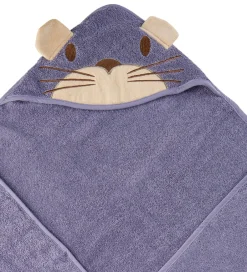 Babyhåndklæde- Og Poncho*Pippi Baby Babyhåndklæde - 83x83 cm - Lavendel m. Kat