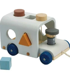 Puttekasser*PlanToys Træklegetøj - Bus m. Puttekasse - Træ/Lyseblå