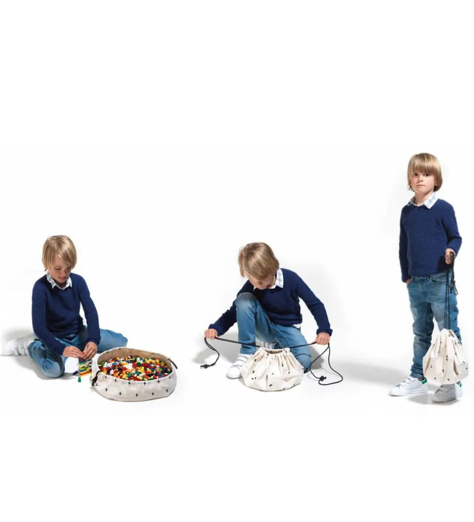 Opbevaringstæpper*Play&Go Legetøjstæppe - Ø40 - Creme m. Kirsebær