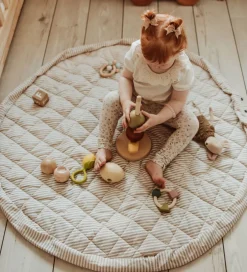 Legetæpper Og Legegulve|Tæpper*Play&Go Legetøjstæppe - Ø120 cm - Soft Organic - Stripes Blue