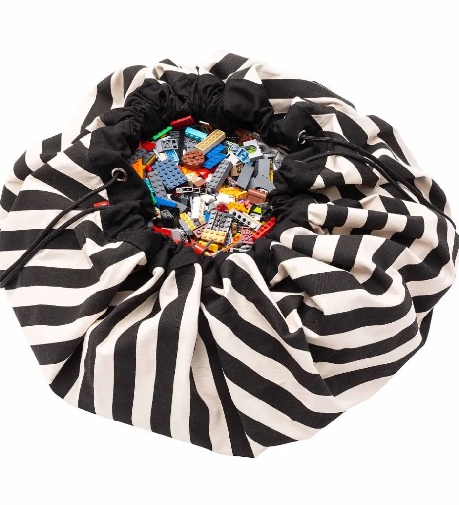 Opbevaringstæpper*Play&Go Legetøjstæppe - Ø140 cm - Stripes Black