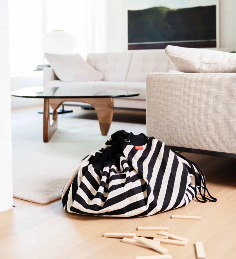 Opbevaringstæpper*Play&Go Legetøjstæppe - Ø140 cm - Stripes Black