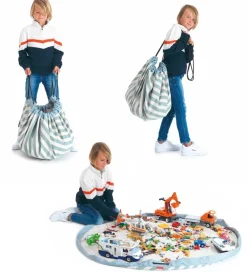 Opbevaringstæpper*Play&Go Legetøjstæppe - Ø140 cm - Stripes Green