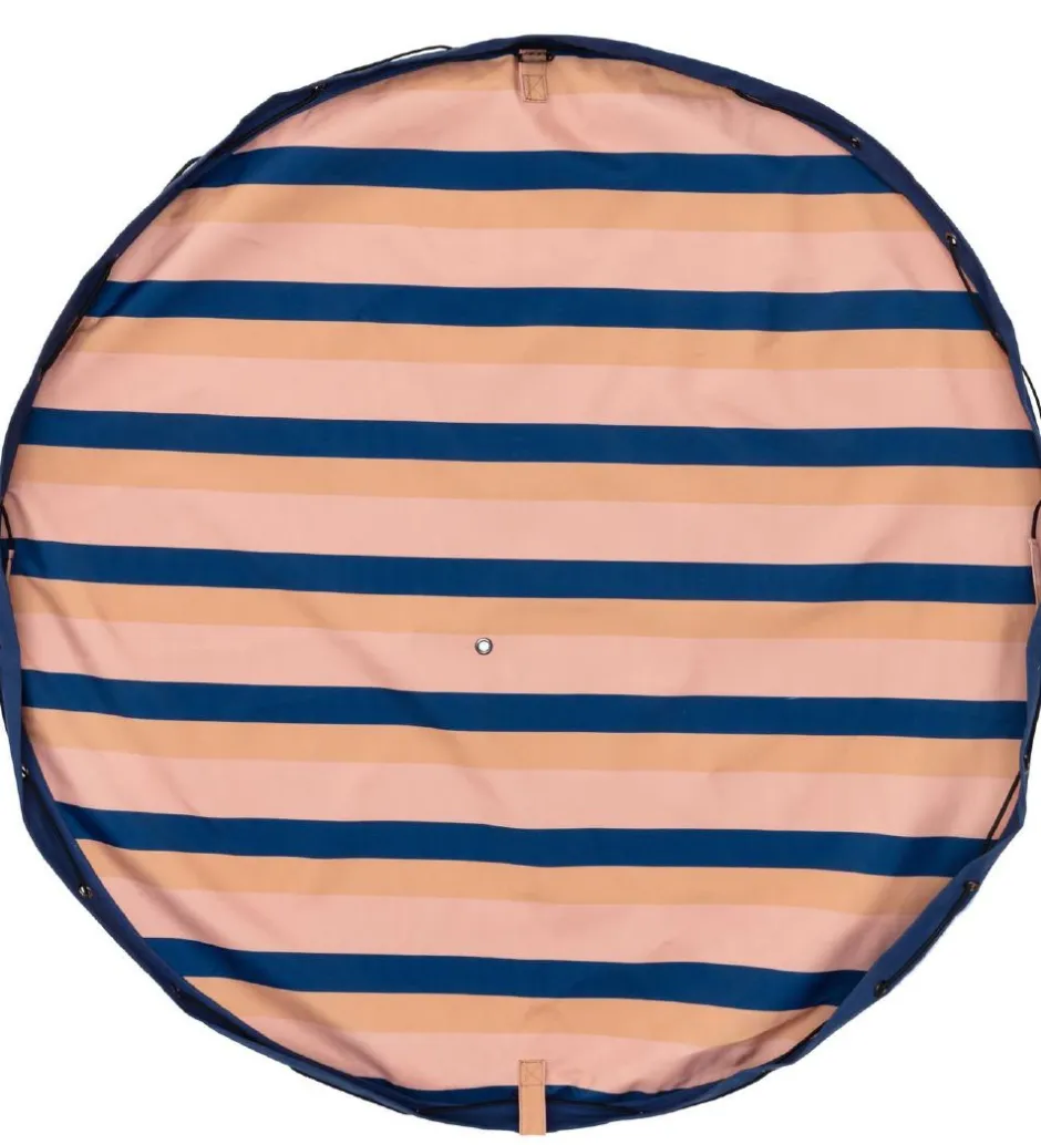 Play&Go Legetøjstæppe - Outdoor - Ø140 - Mokka Stripes