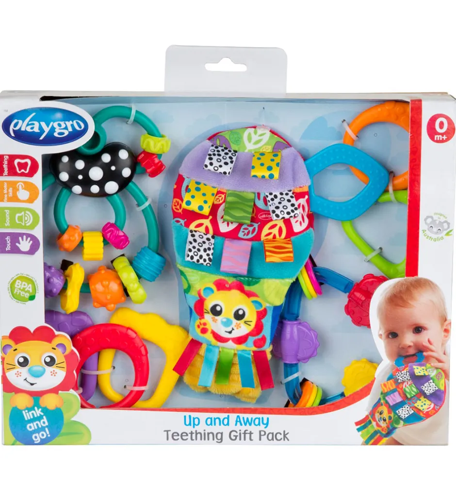 Bideringe*Playgro Gavesæt - Bidelegetøj - Up and Away - 4 Dele