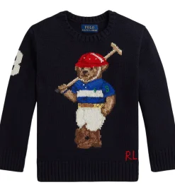 Bluser|Drengetøj*Polo Ralph Lauren Bluse - Strik - RL Navy m. Bamse