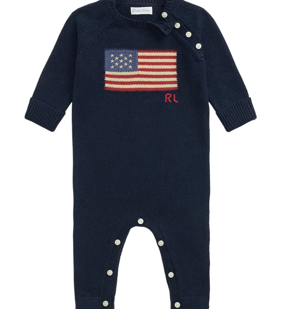 Heldragter*Polo Ralph Lauren Heldragt - Strik - Hunter Navy m. Flag