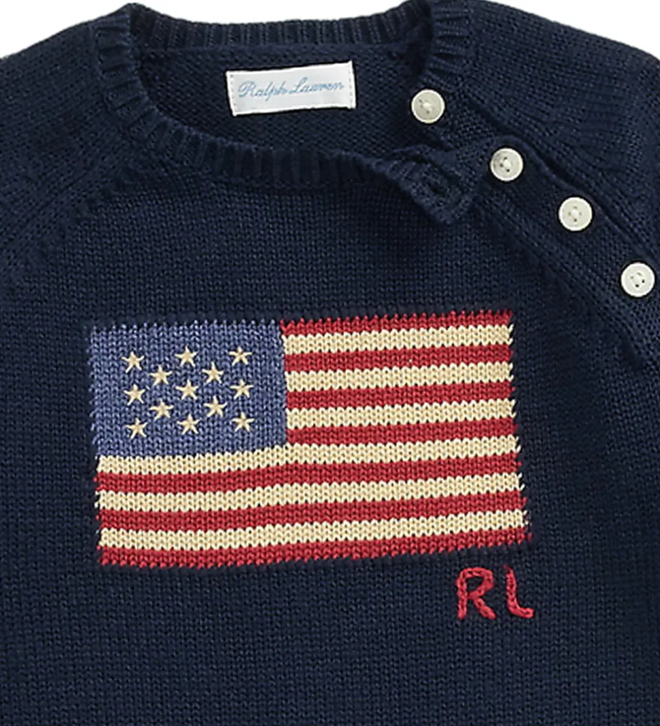 Heldragter*Polo Ralph Lauren Heldragt - Strik - Hunter Navy m. Flag