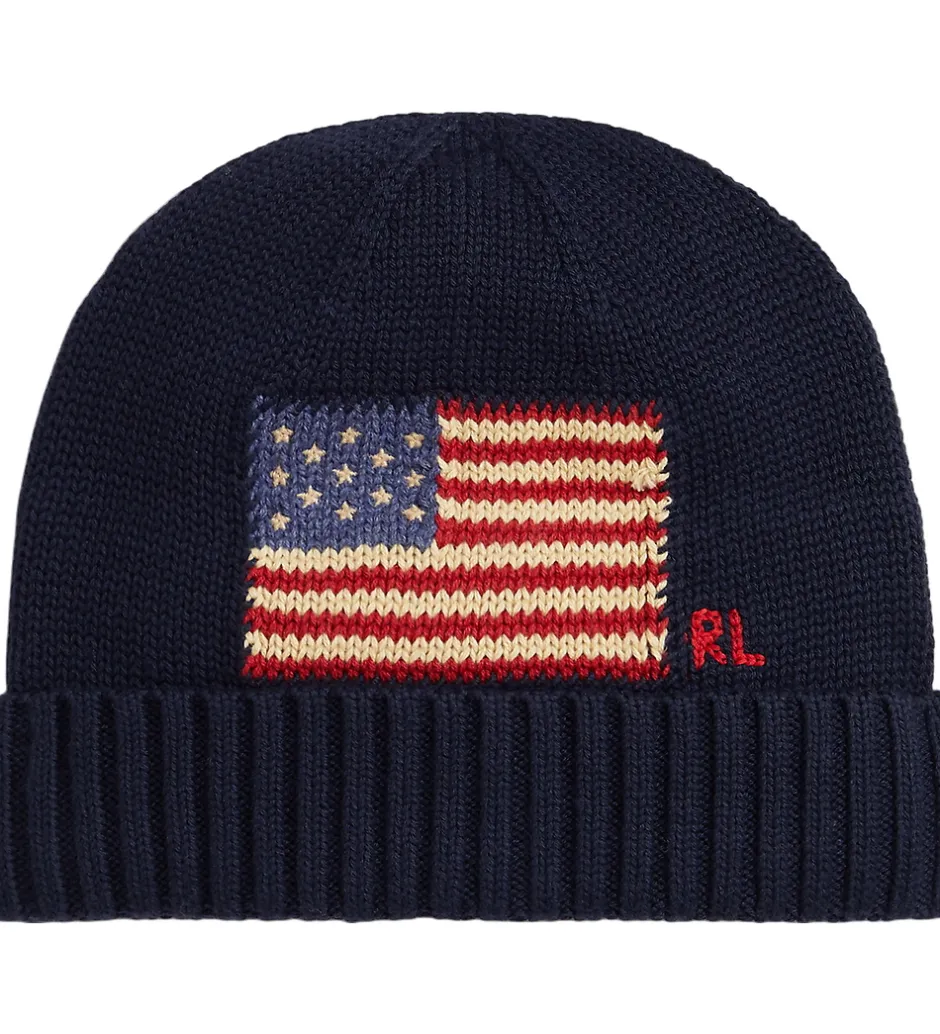 Huer Og Hatte*Polo Ralph Lauren Hue - Strik - Hunter Navy m. Flag
