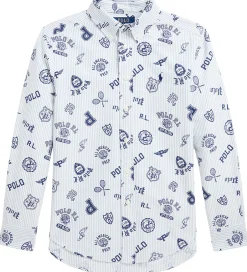 Konfirmationstøj*Polo Ralph Lauren Skjorte - Hvid/Lyseblåstribet m. Navy
