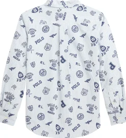 Konfirmationstøj*Polo Ralph Lauren Skjorte - Hvid/Lyseblåstribet m. Navy
