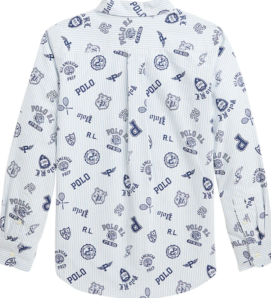 Konfirmationstøj*Polo Ralph Lauren Skjorte - Hvid/Lyseblåstribet m. Navy