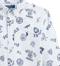 Konfirmationstøj*Polo Ralph Lauren Skjorte - Hvid/Lyseblåstribet m. Navy