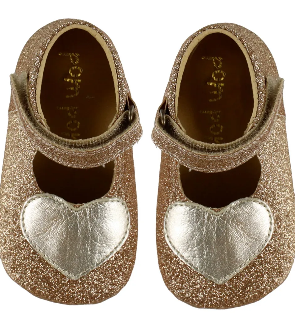Pom Pom Ballerina Hjemmesko - Beginners Heart - Gold Glitter