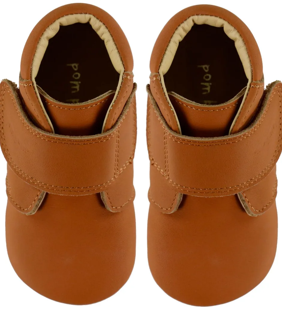 Børnesko Og Babysko|Begyndersko*Pom Pom Skindfutter - Beginners Velcro - Noos - Camel