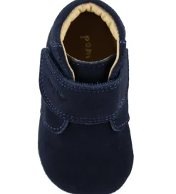 Begyndersko*Pom Pom Skindfutter - Beginners Velcro - Navy Suede