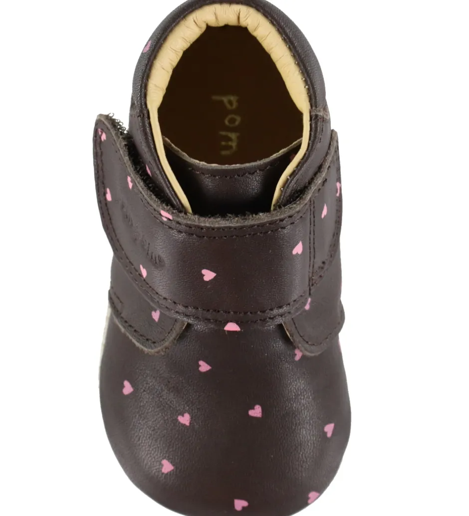Begyndersko*Pom Pom Skindfutter - Beginners Velcro - Heart AOP