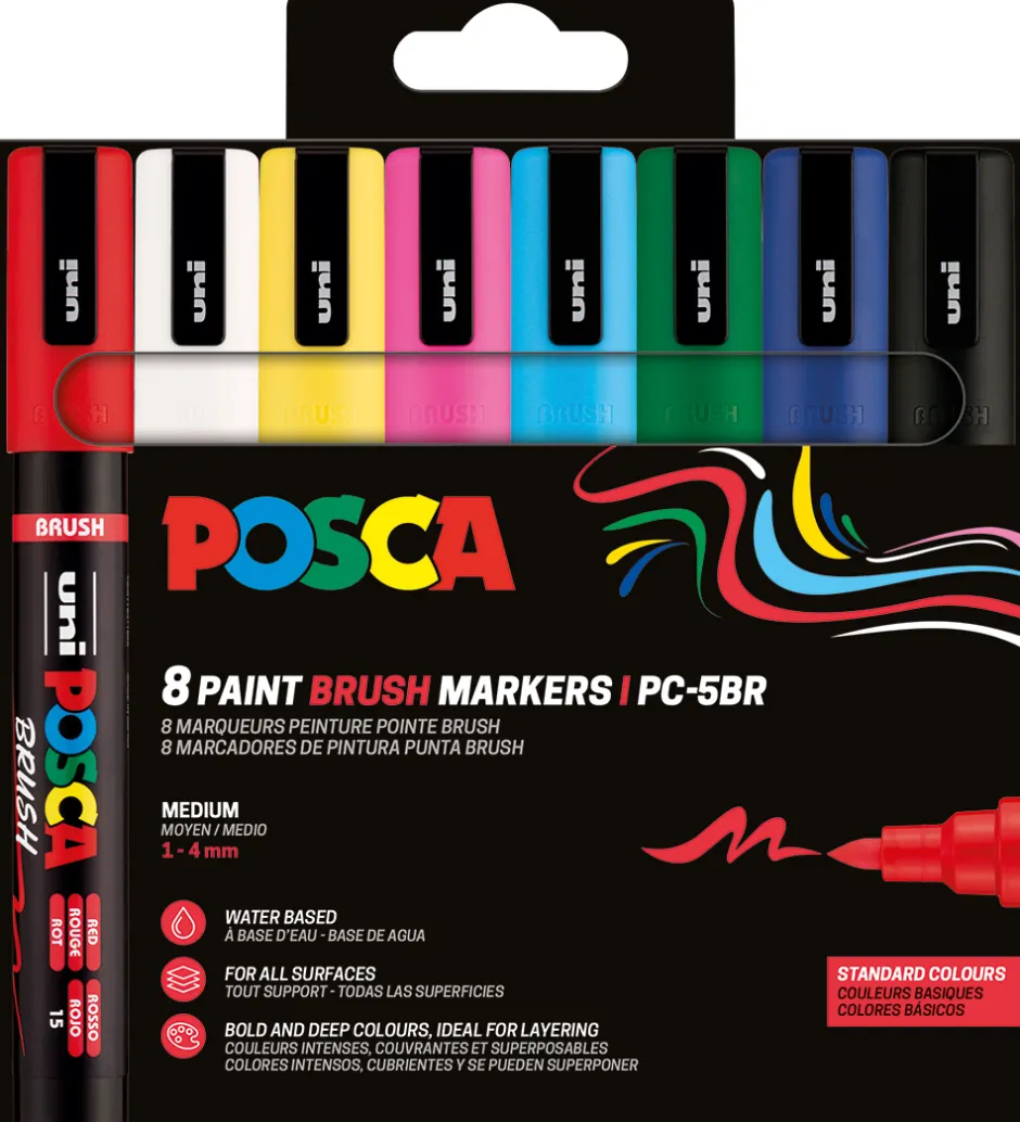 Tuscher Og Farver|Kreativ Leg*Posca Tuscher - PC-5BR - 8 stk. - Multifarvet