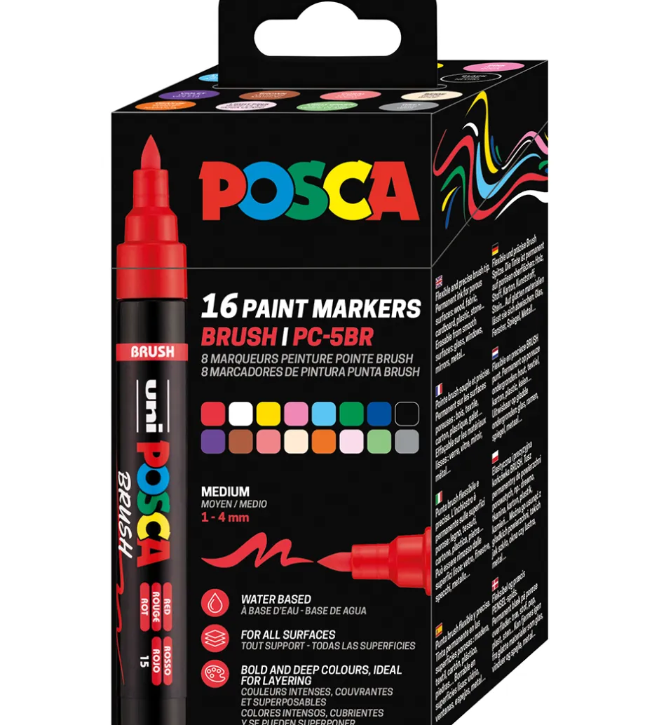 Tuscher Og Farver|Kreativ Leg*Posca Tuscher - PC5BR - 16 stk. - Multifarvet