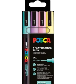 Tuscher Og Farver*Posca Tuscher - PC-3M - 4 stk. - Afdæmpede farver
