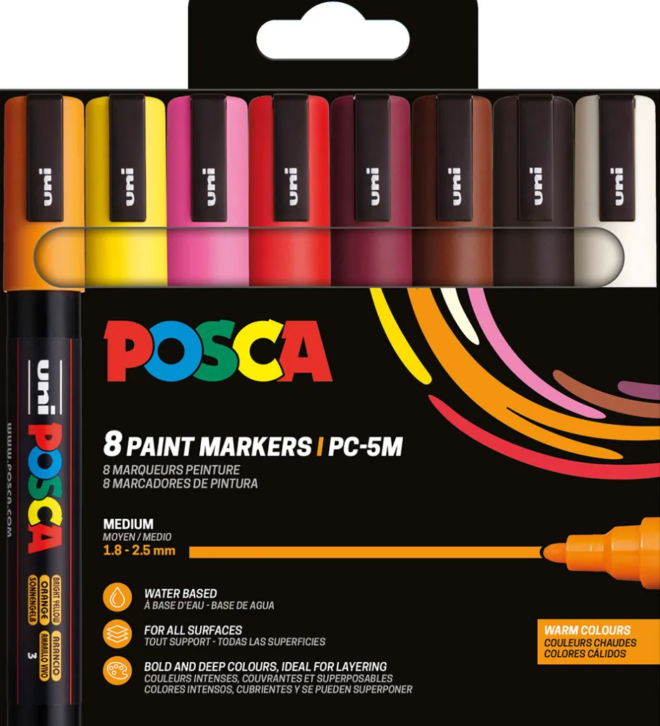 Tuscher Og Farver*Posca Tuscher - PC-5M - 8 stk. - Multifarvet