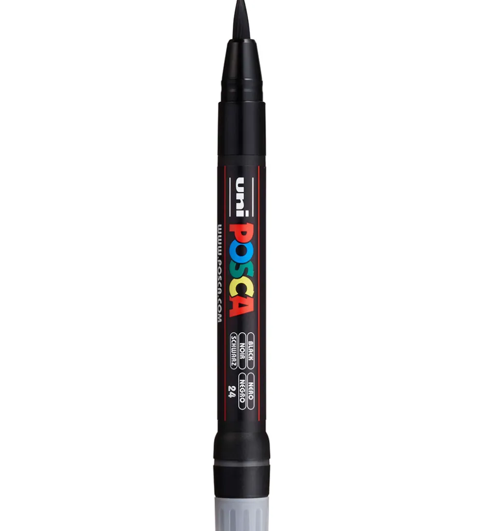 Tuscher Og Farver*Posca Tuscher m. Pensel-spids - PCF-350 - 3 stk. - Hvid/Sort