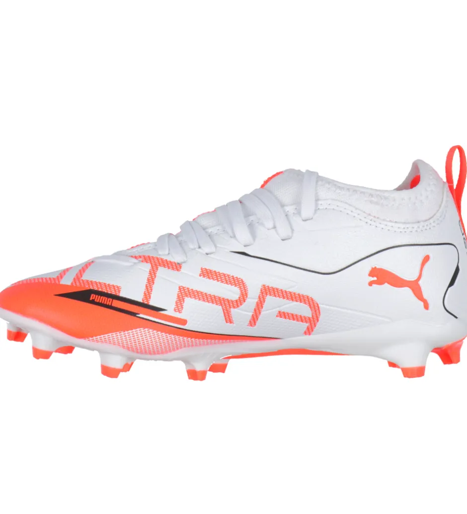 Fodboldstøvler - Kunst (Ag)|Fodboldstøvler - Græs (Fg)*Puma Fodboldstøvler - Ultra 5 Match FG/AG Jr - Hvid/Sort/Glowing