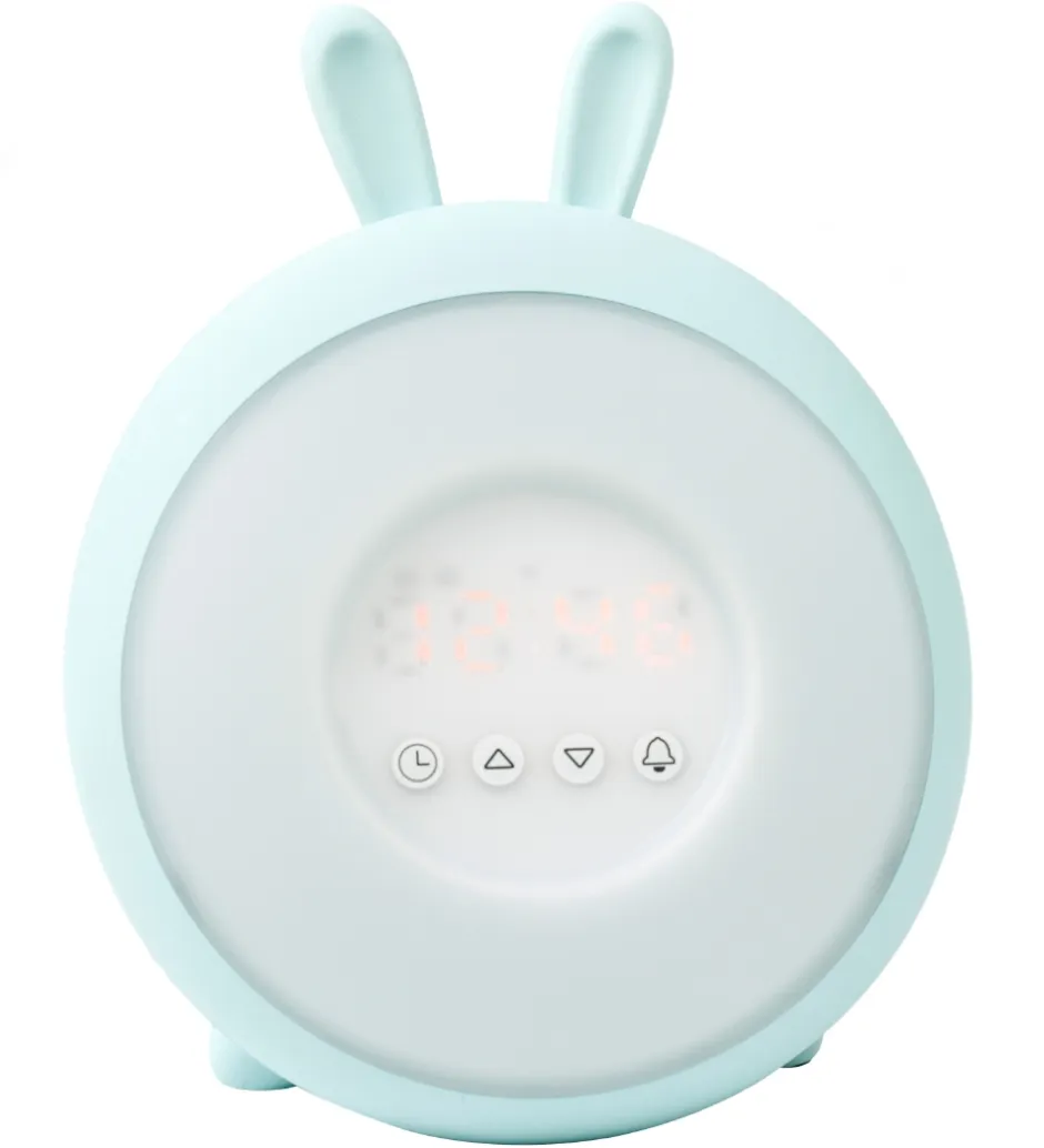 Natlamper|Fritstående Lamper*Rabbit & Friends Vækkeur m. Lys - 20x15x6 cm - Wake Up - Blå