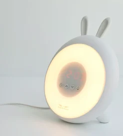 Natlamper|Lamper*Rabbit & Friends Vækkeur m. Lys - Wake Up - 20x15x6 cm - Hvid