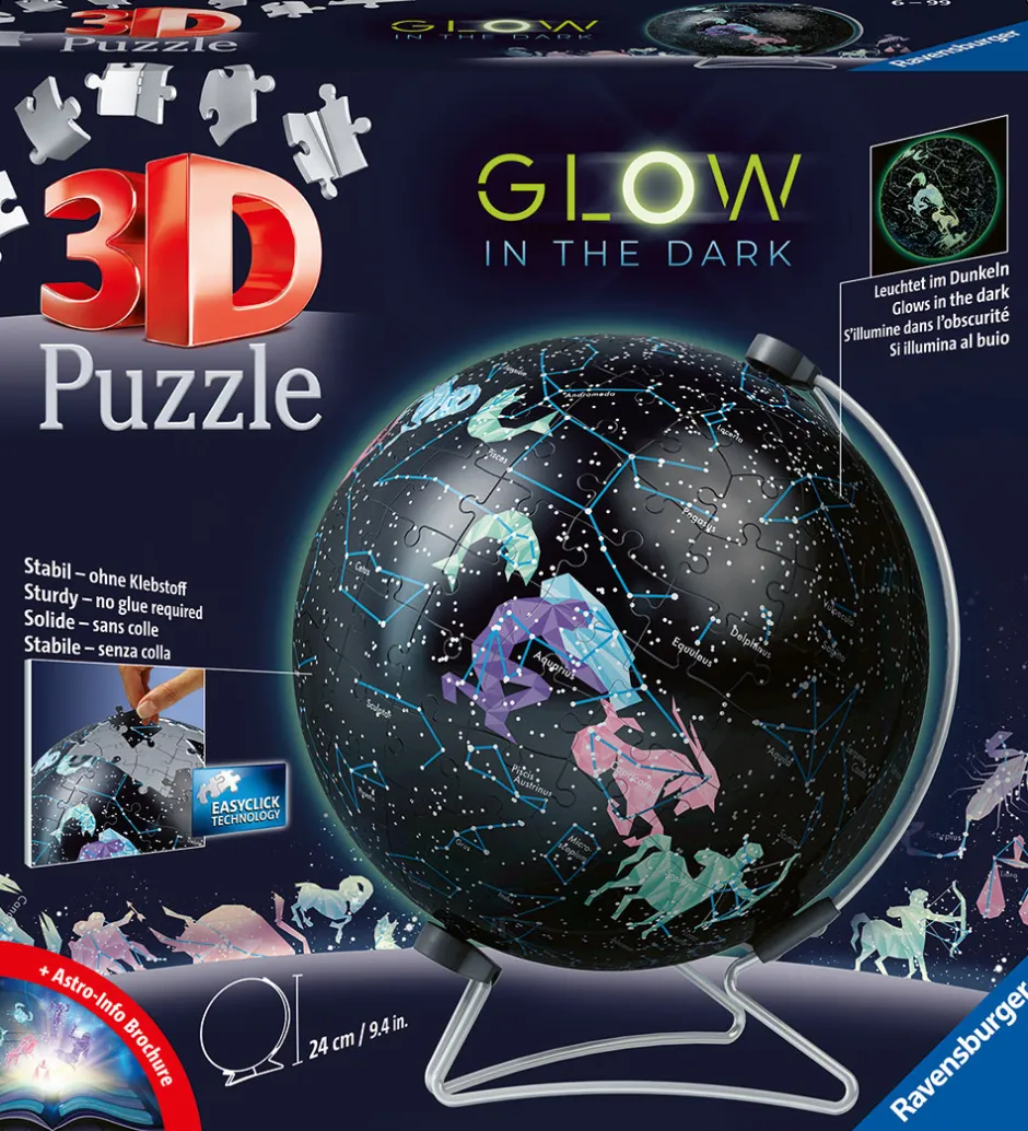 Puslespil*Ravensburger Puslespil - 3D - 180 Brikker - Glow Dark Starglobe