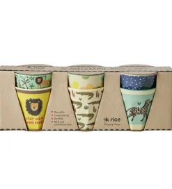 Kop Og Tudekop*Rice Kopper - Melamin - 6 stk. - 160 ml - Blå/Jungle Print