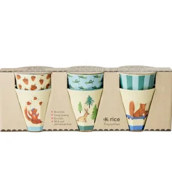 Kop Og Tudekop*Rice Kopper - Melamin - 6 stk. - 160 ml - Blå/Happy Forest Print