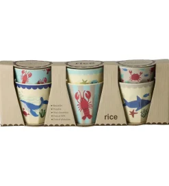 Kop Og Tudekop*Rice Kopper - Melamin - 6 stk. - 160 ml - Blue Ocean