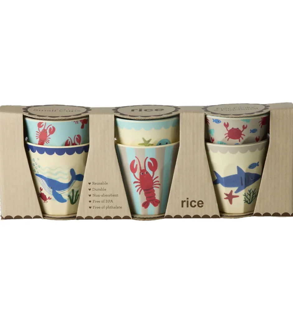 Kop Og Tudekop*Rice Kopper - Melamin - 6 stk. - 160 ml - Blue Ocean
