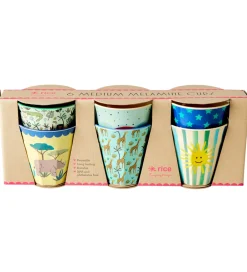 Kop Og Tudekop*Rice Kopper - Melamin - 6 stk. - 160 ml - Blå/Funky Prints