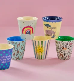 Kop Og Tudekop*Rice Kopper - Melamin - 6 stk. - 160 ml - Blå/Funky Prints