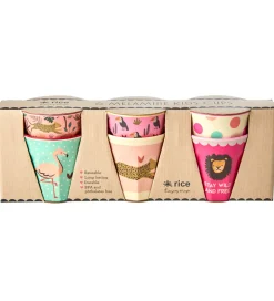 Kop Og Tudekop*Rice Kopper - Melamin - 6 stk. - 160 ml - Pink/Jungle Print
