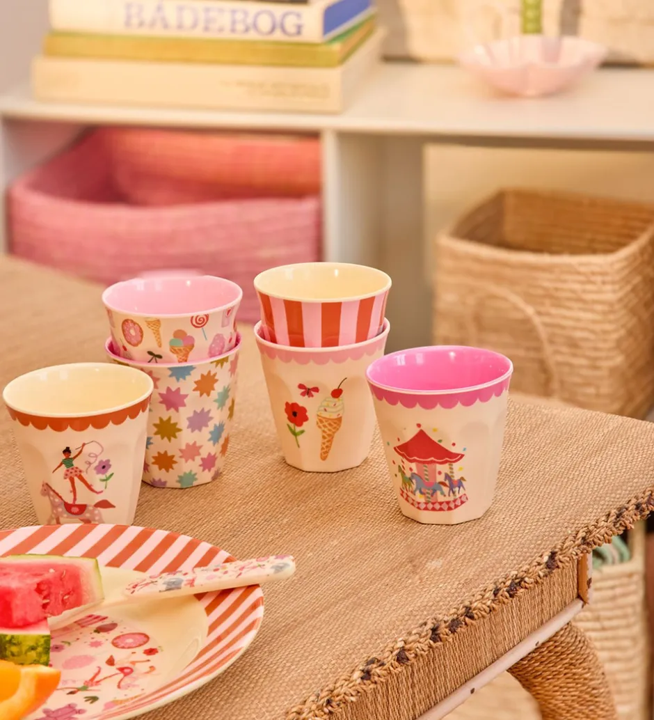 Kop Og Tudekop*Rice Kopper - Melamin - 6 stk. - 160 ml - Pink Fun Fair