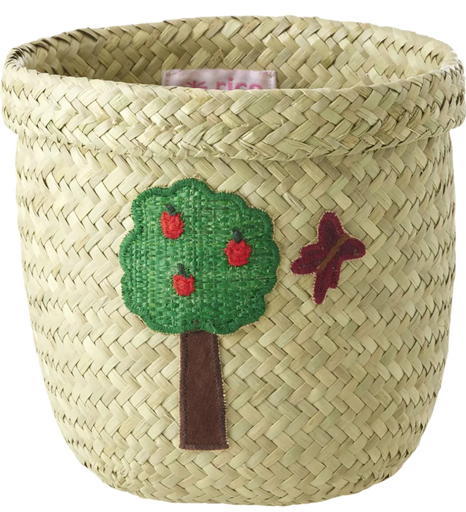 Kurve|Opbevaring*Rice Opbevaringskurv - Raffia/Søgræs - Happy Forest - 15x16 cm -