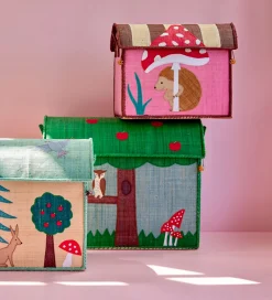 Kurve*Rice Opbevaringskurve - Raffia - 3 stk. - Happy Forest