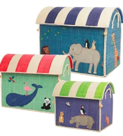 Kurve*Rice Opbevaringskurve - Raffia - 3 stk. - 52/45/37 cm - Animal